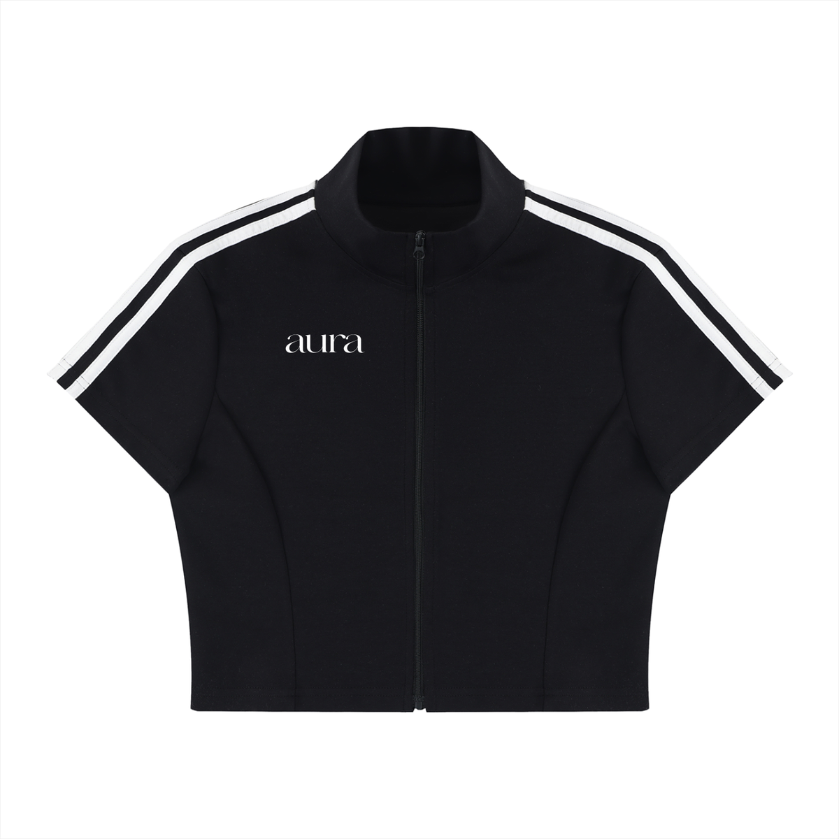 Women's Cropped Full Zip Short Sleeve T-Shirt