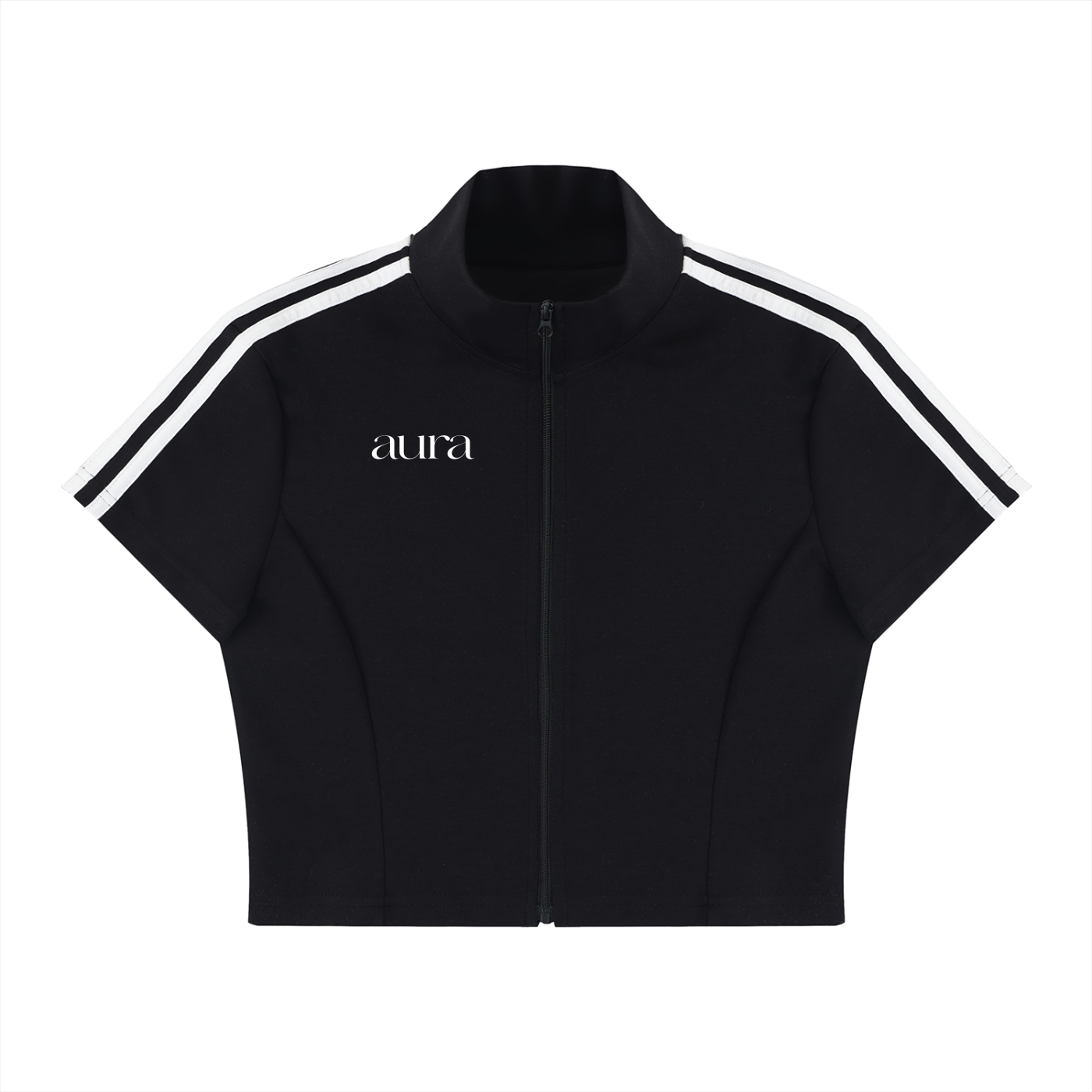 Women's Cropped Full Zip Short Sleeve T-Shirt