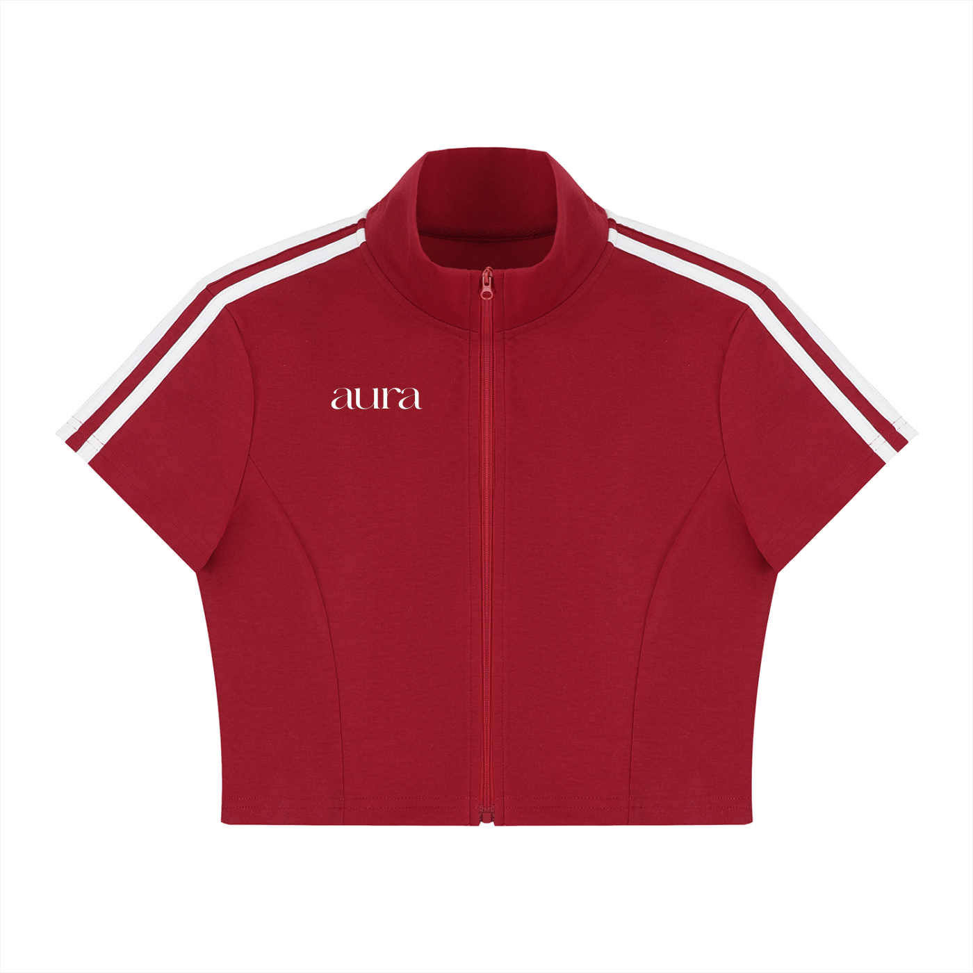 Women's Cropped Full Zip Short Sleeve T-Shirt