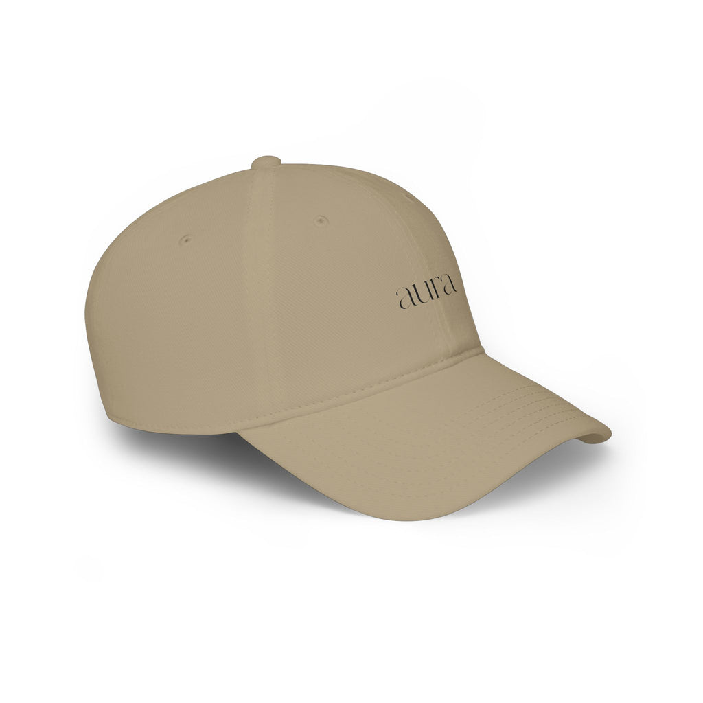Embroidered Low Profile Baseball Cap — Minimal 'aura.' Design