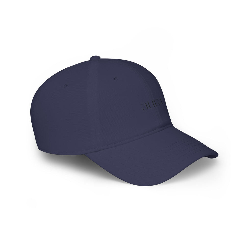 Embroidered Low Profile Baseball Cap — Minimal 'aura.' Design