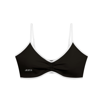 Women's Color Block Ruched V-Neck Sports Bra