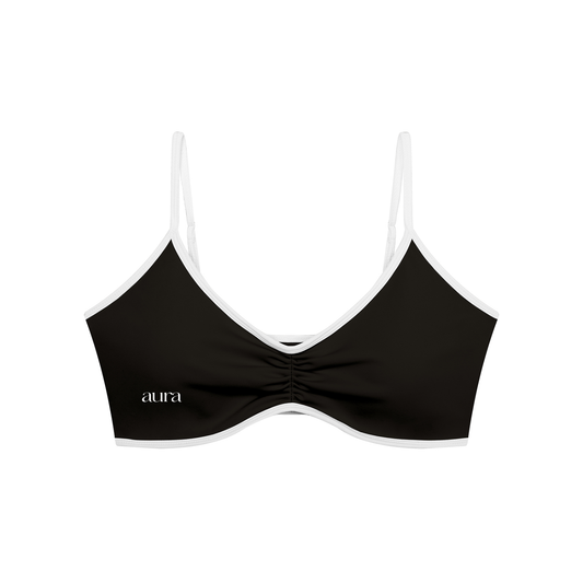 Women's Color Block Ruched V-Neck Sports Bra