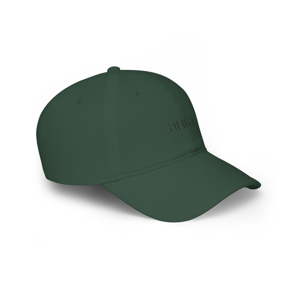 Embroidered Low Profile Baseball Cap — Minimal 'aura.' Design