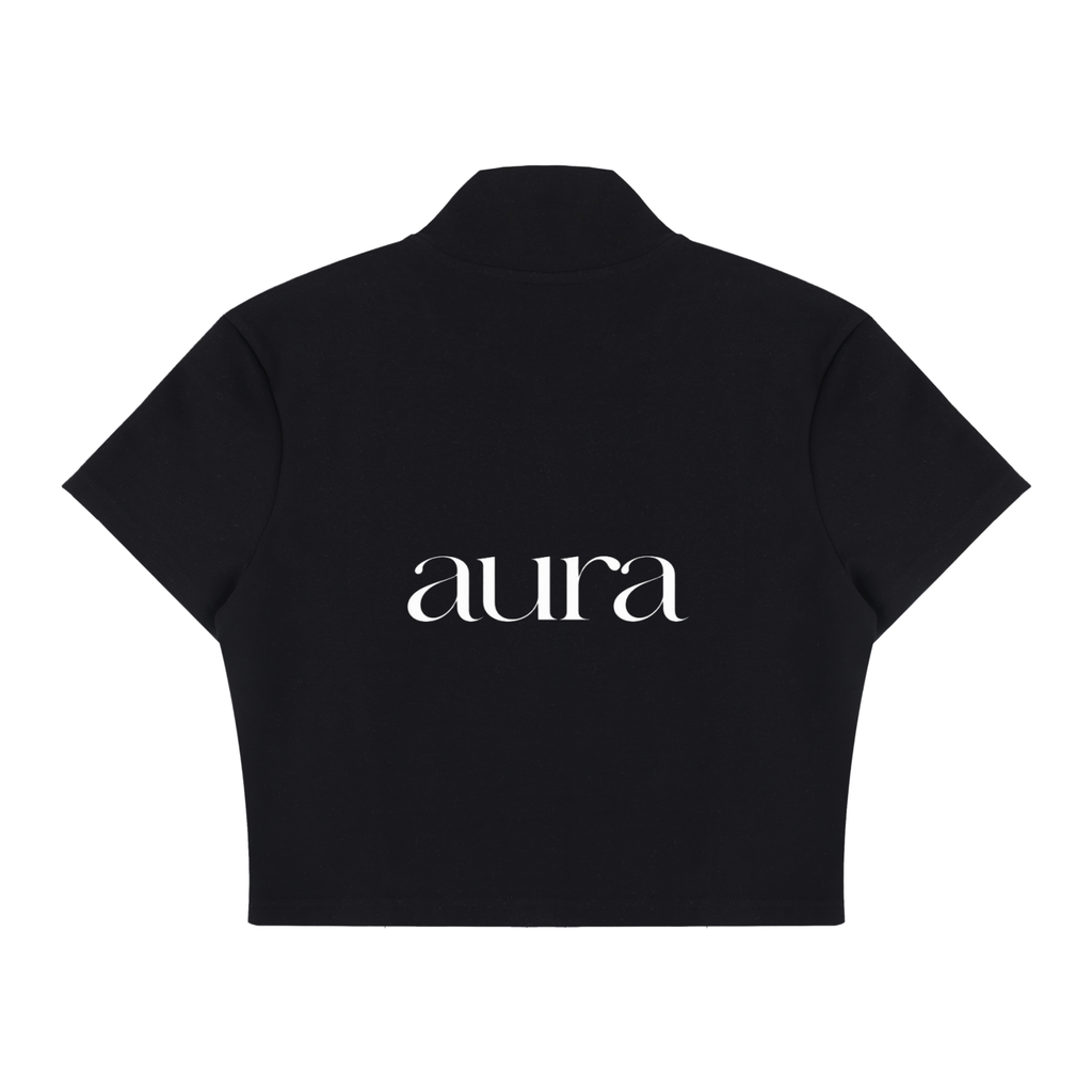 Women's Cropped Full Zip Short Sleeve T-Shirt