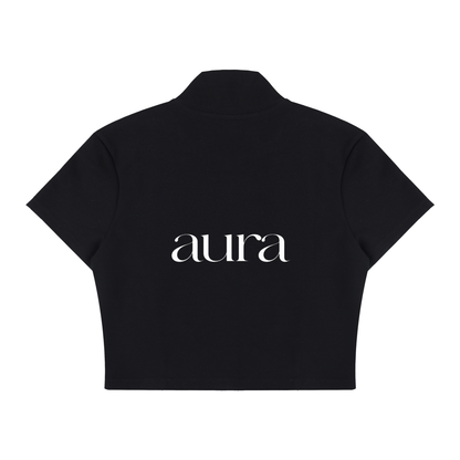 Women's Cropped Full Zip Short Sleeve T-Shirt