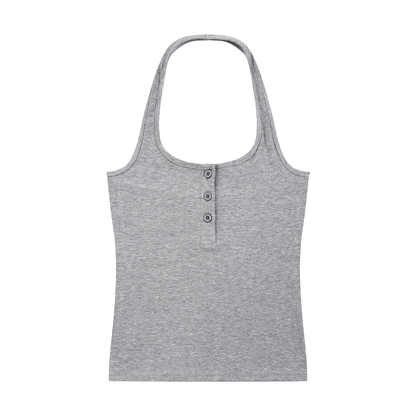 Women's Ribbed Henley Tank Top