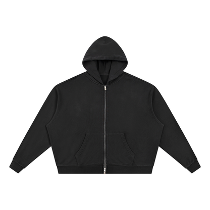 Unisex Vintage Wash Full Zip Boxy Hoodie