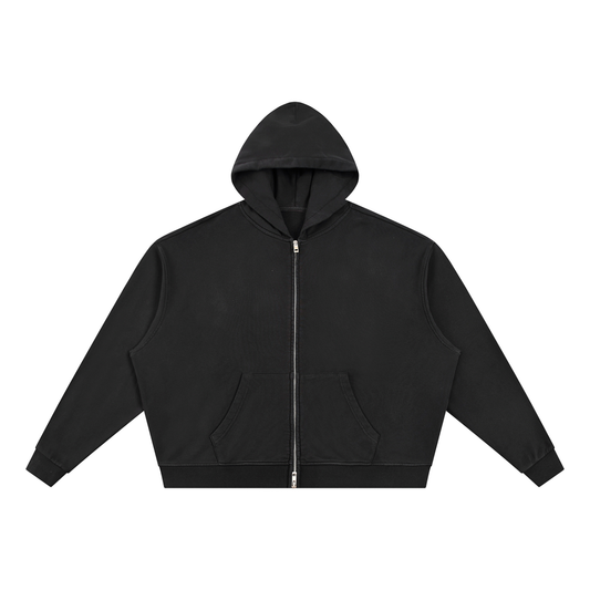 Unisex Vintage Wash Full Zip Boxy Hoodie