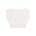 Women’s Boatneck Raw Edge Crop T-Shirt