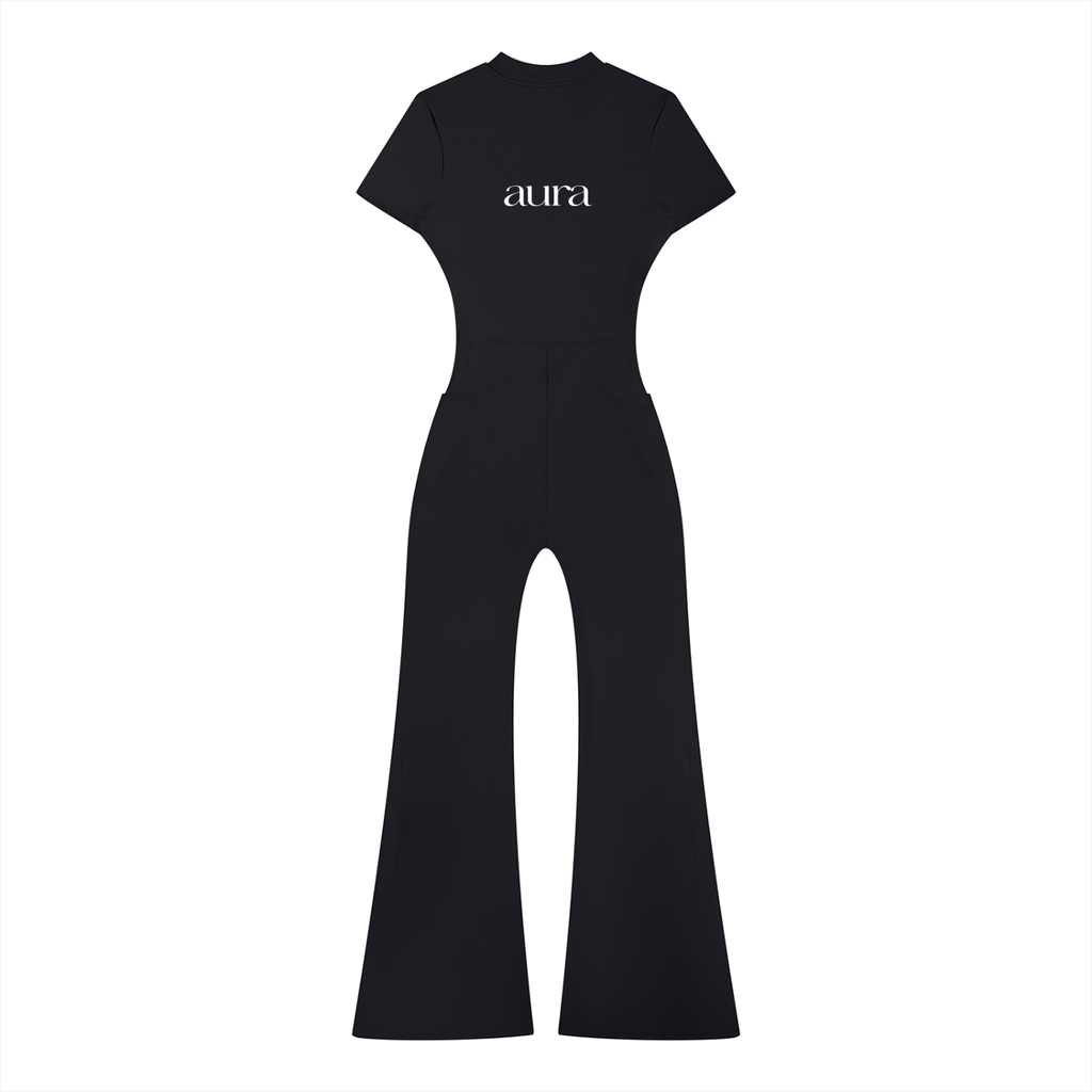 Women’s Tight Flared Leg Quarter-Zip Jumpsuit