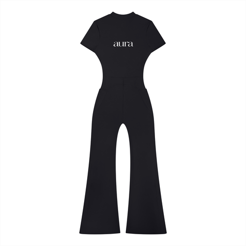 Women’s Tight Flared Leg Quarter-Zip Jumpsuit
