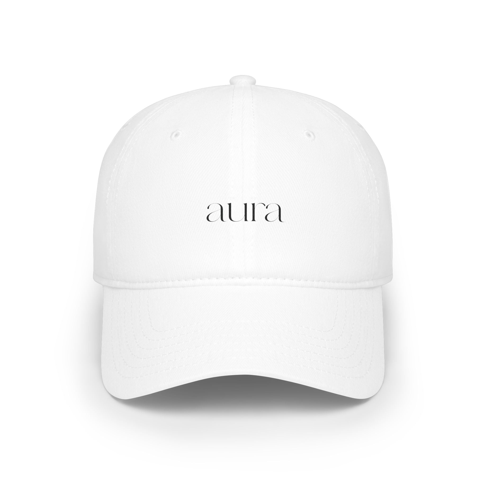 Embroidered Low Profile Baseball Cap — Minimal 'aura.' Design