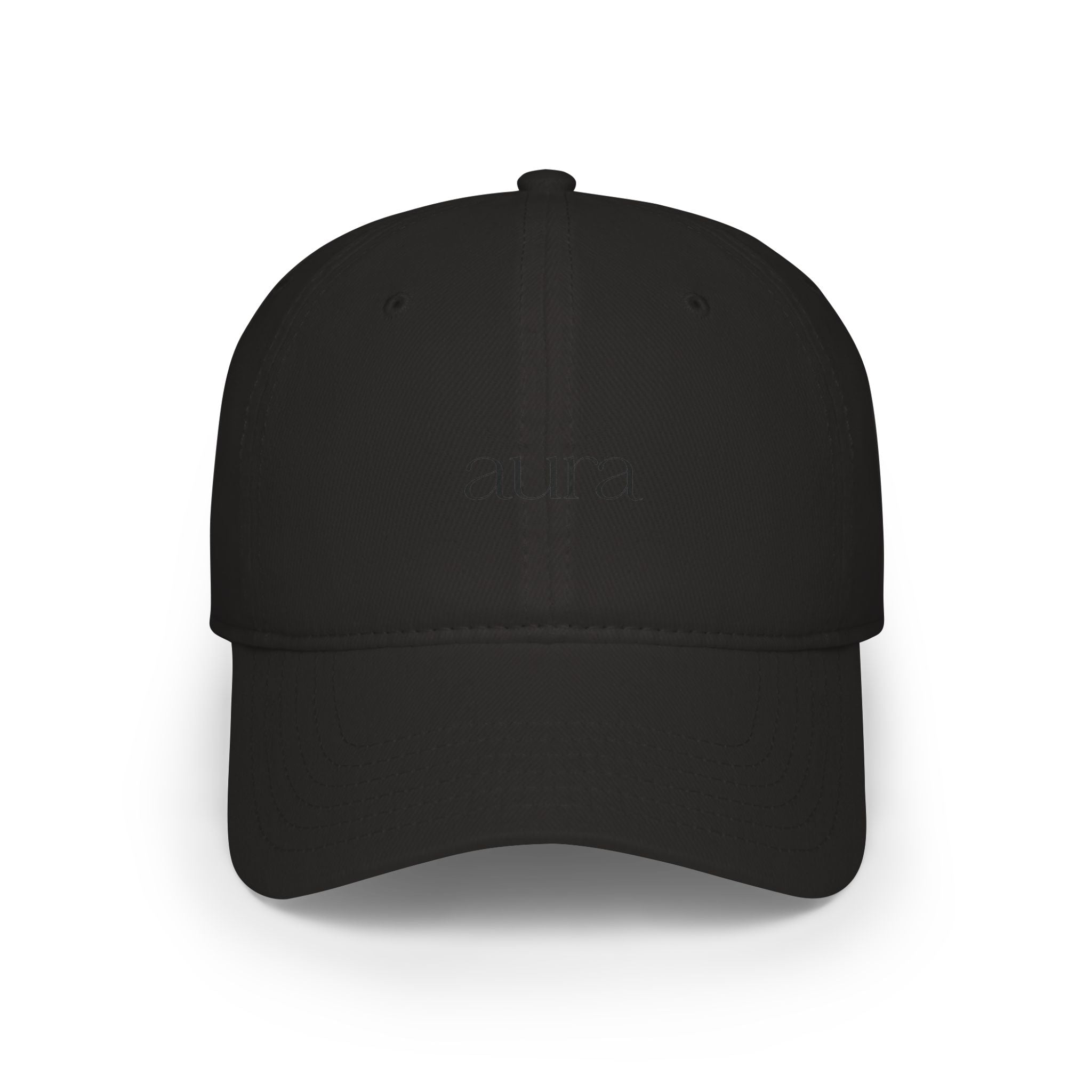 Embroidered Low Profile Baseball Cap — Minimal 'aura.' Design