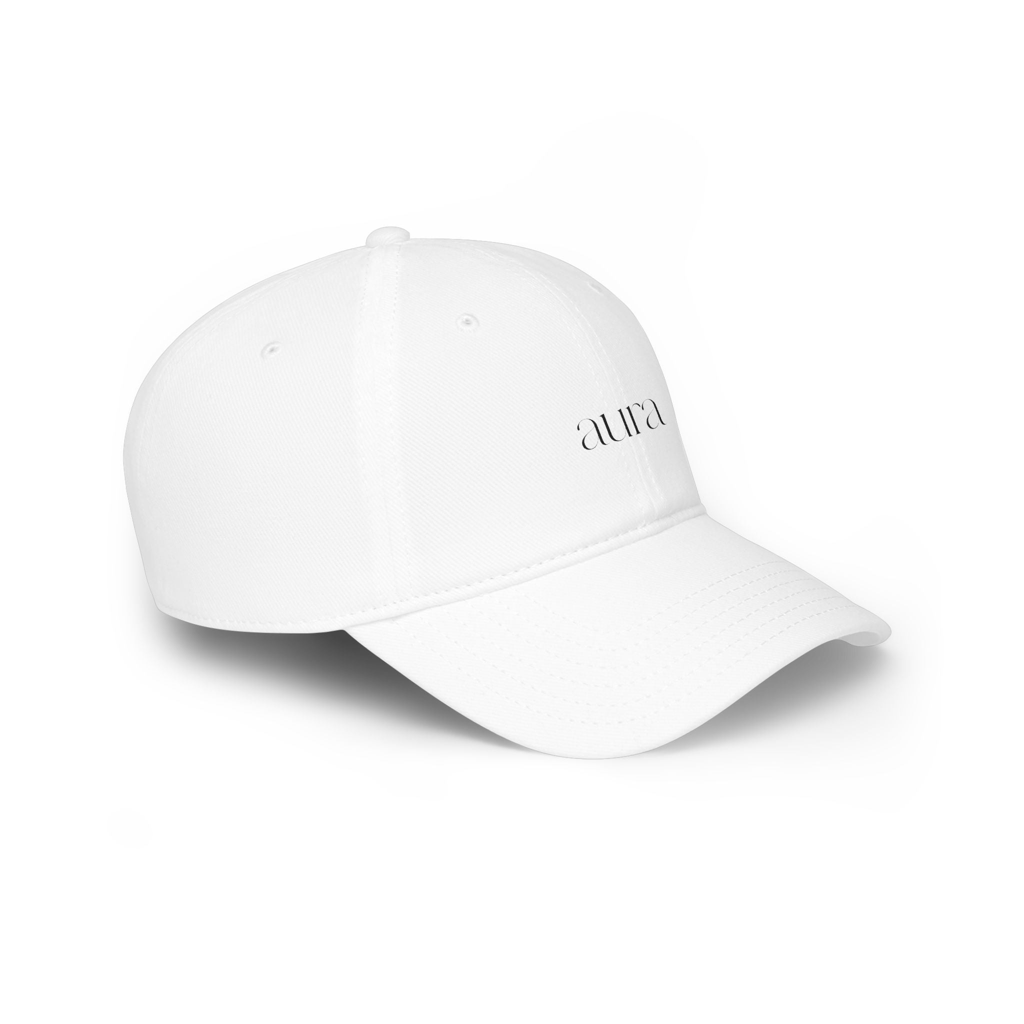 Embroidered Low Profile Baseball Cap — Minimal 'aura.' Design