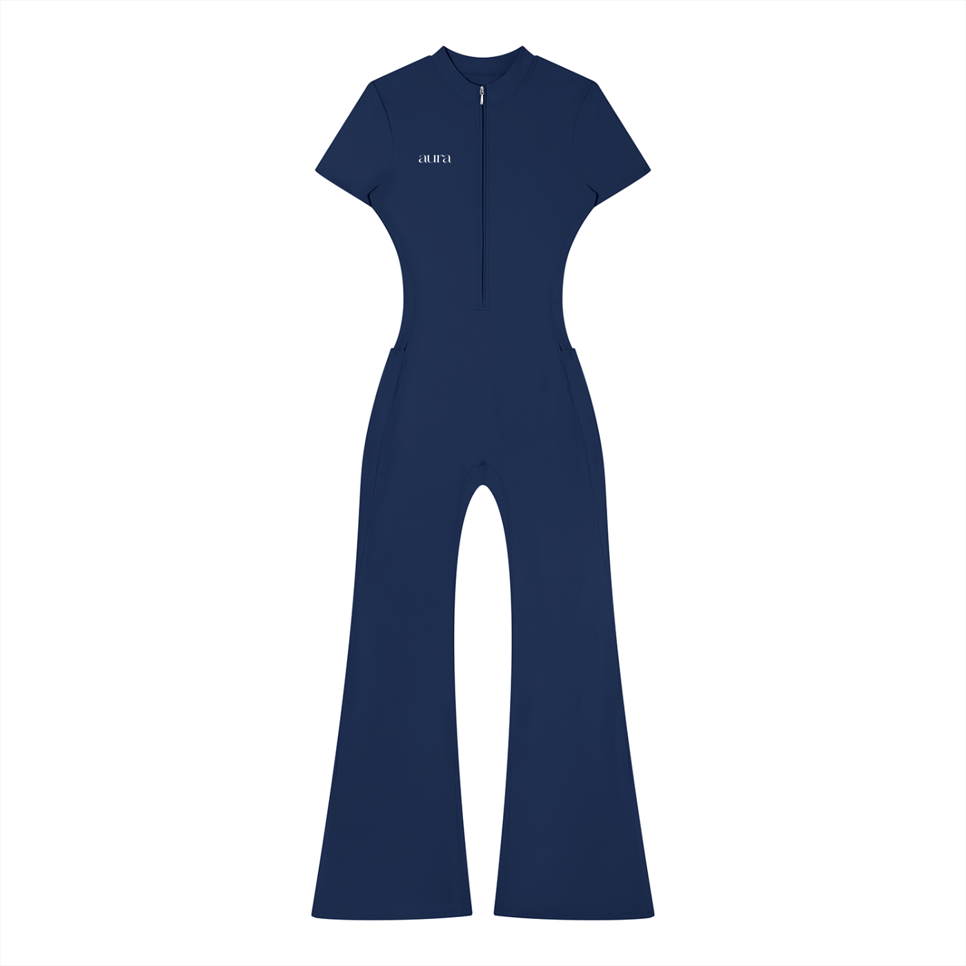 Women’s Tight Flared Leg Quarter-Zip Jumpsuit