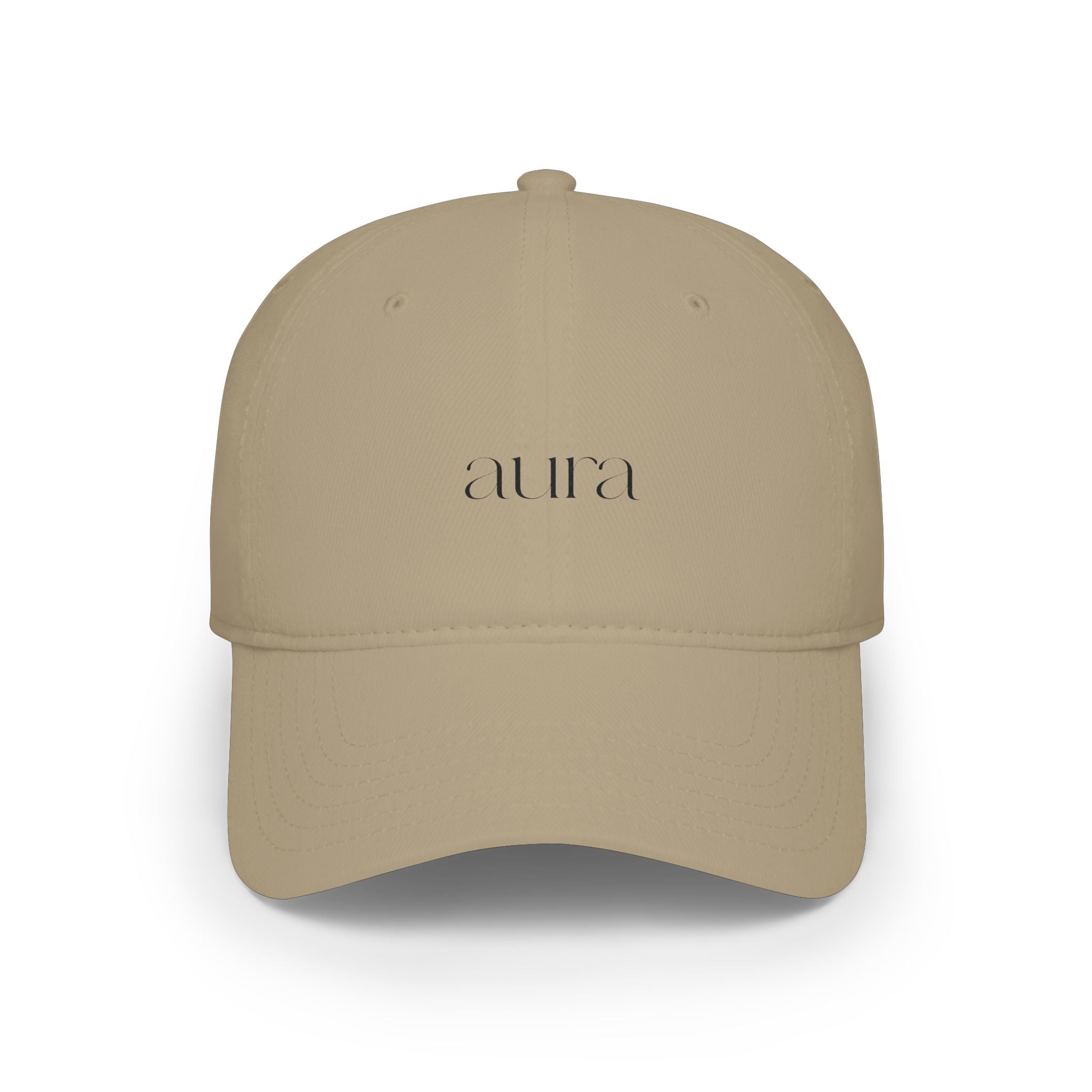 Embroidered Low Profile Baseball Cap — Minimal 'aura.' Design