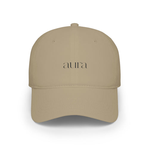 Embroidered Low Profile Baseball Cap — Minimal 'aura.' Design