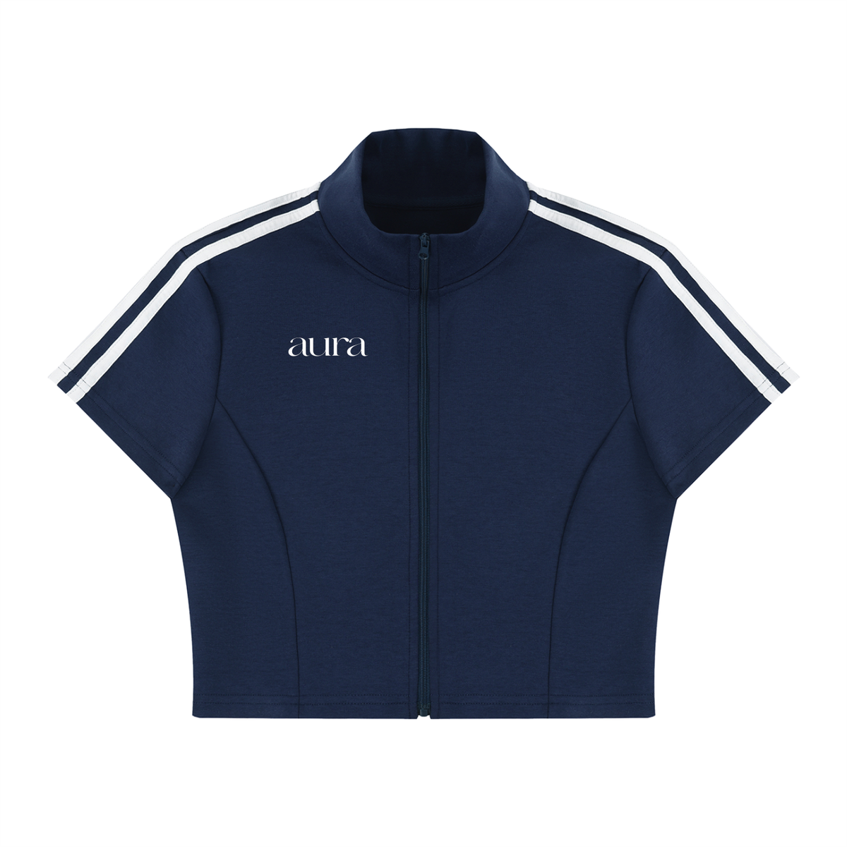 Women's Cropped Full Zip Short Sleeve T-Shirt