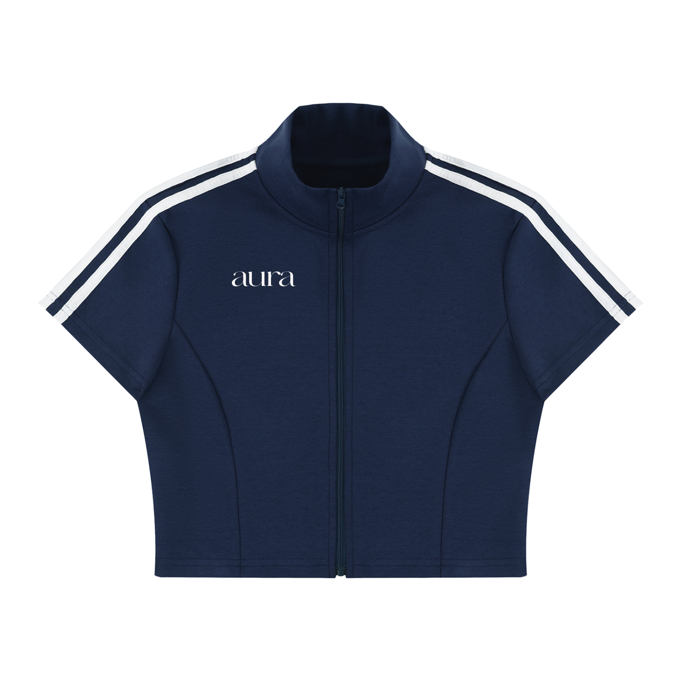 Women's Cropped Full Zip Short Sleeve T-Shirt