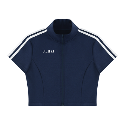 Women's Cropped Full Zip Short Sleeve T-Shirt