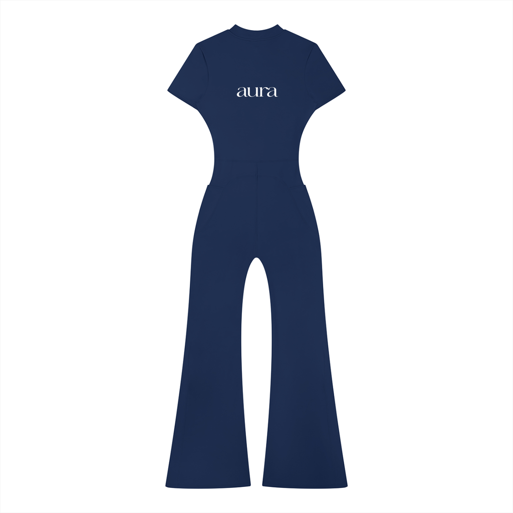 Women’s Tight Flared Leg Quarter-Zip Jumpsuit