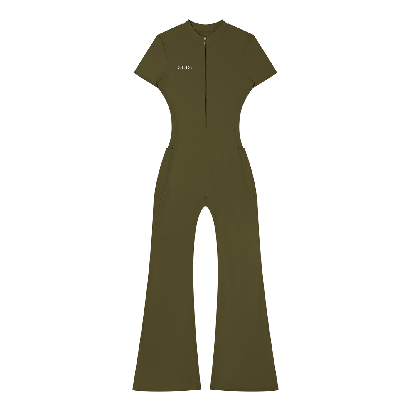 Women’s Tight Flared Leg Quarter-Zip Jumpsuit