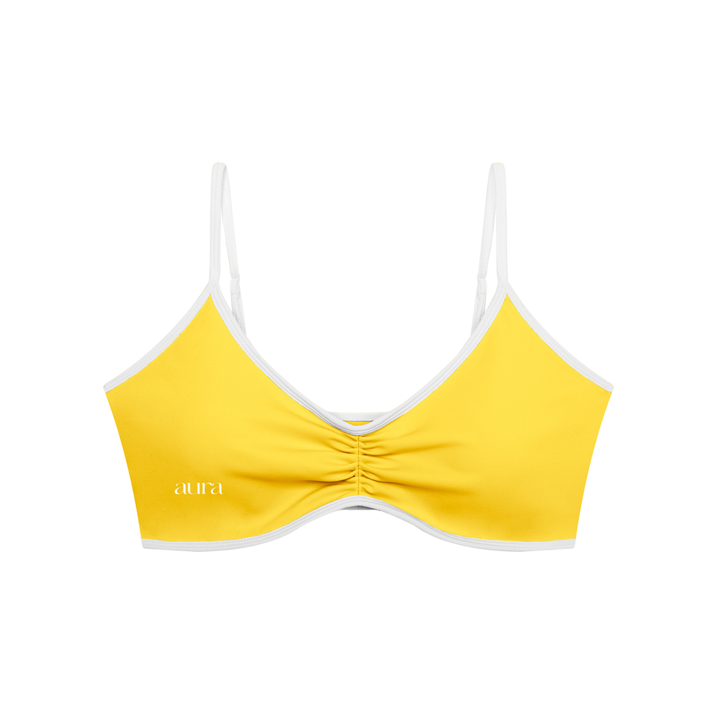 Women's Color Block Ruched V-Neck Sports Bra
