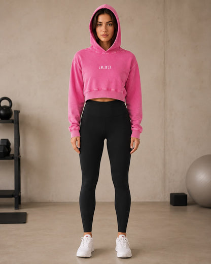 Women’s Mineral Washed Crop Hoodie