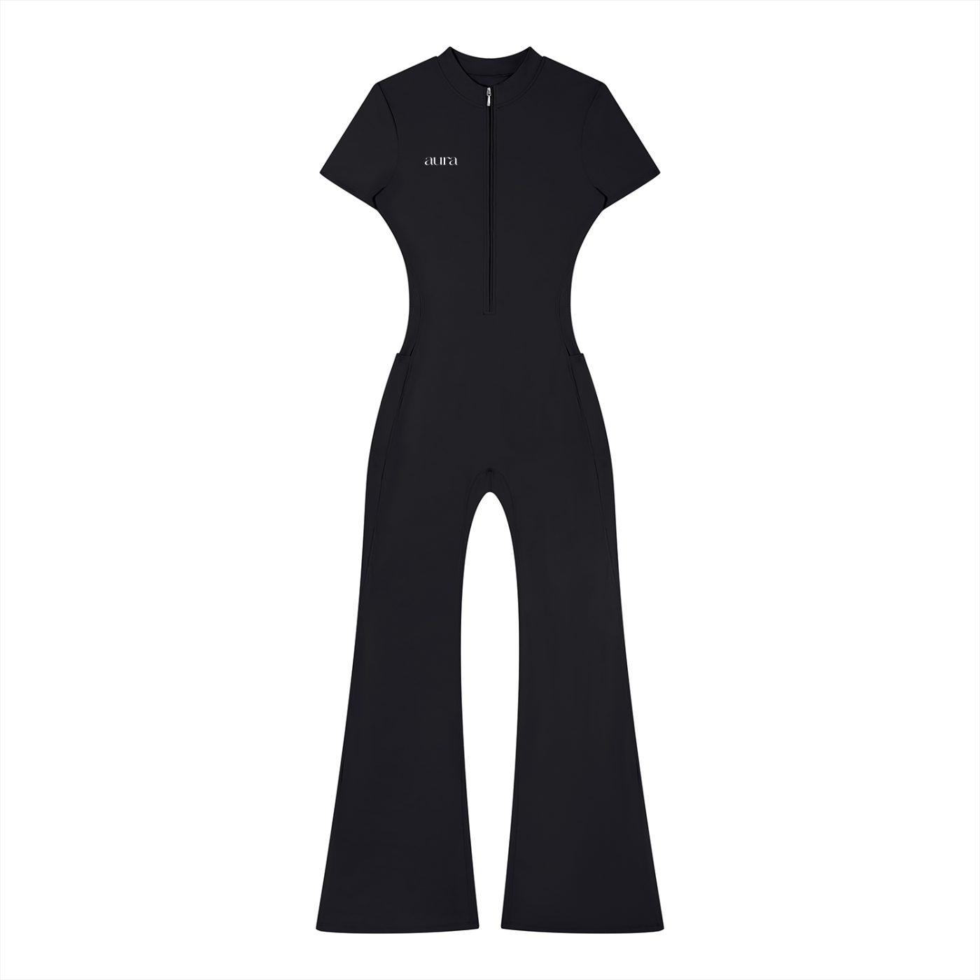 Women’s Tight Flared Leg Quarter-Zip Jumpsuit