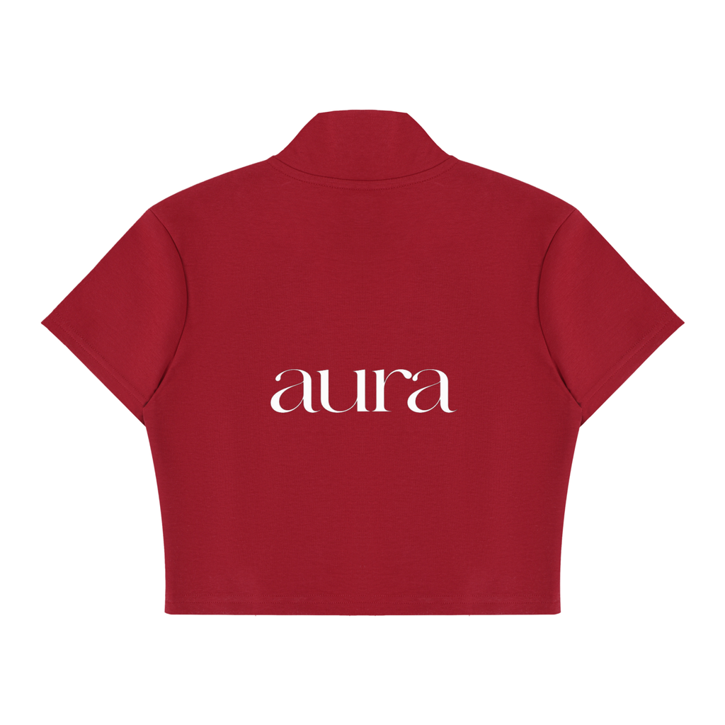 Women's Cropped Full Zip Short Sleeve T-Shirt