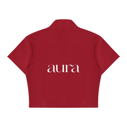 Women's Cropped Full Zip Short Sleeve T-Shirt