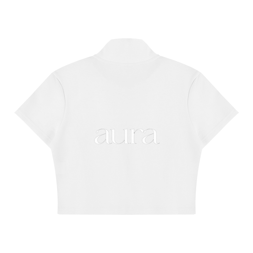 Women's Cropped Full Zip Short Sleeve T-Shirt