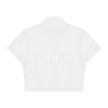 Women's Cropped Full Zip Short Sleeve T-Shirt