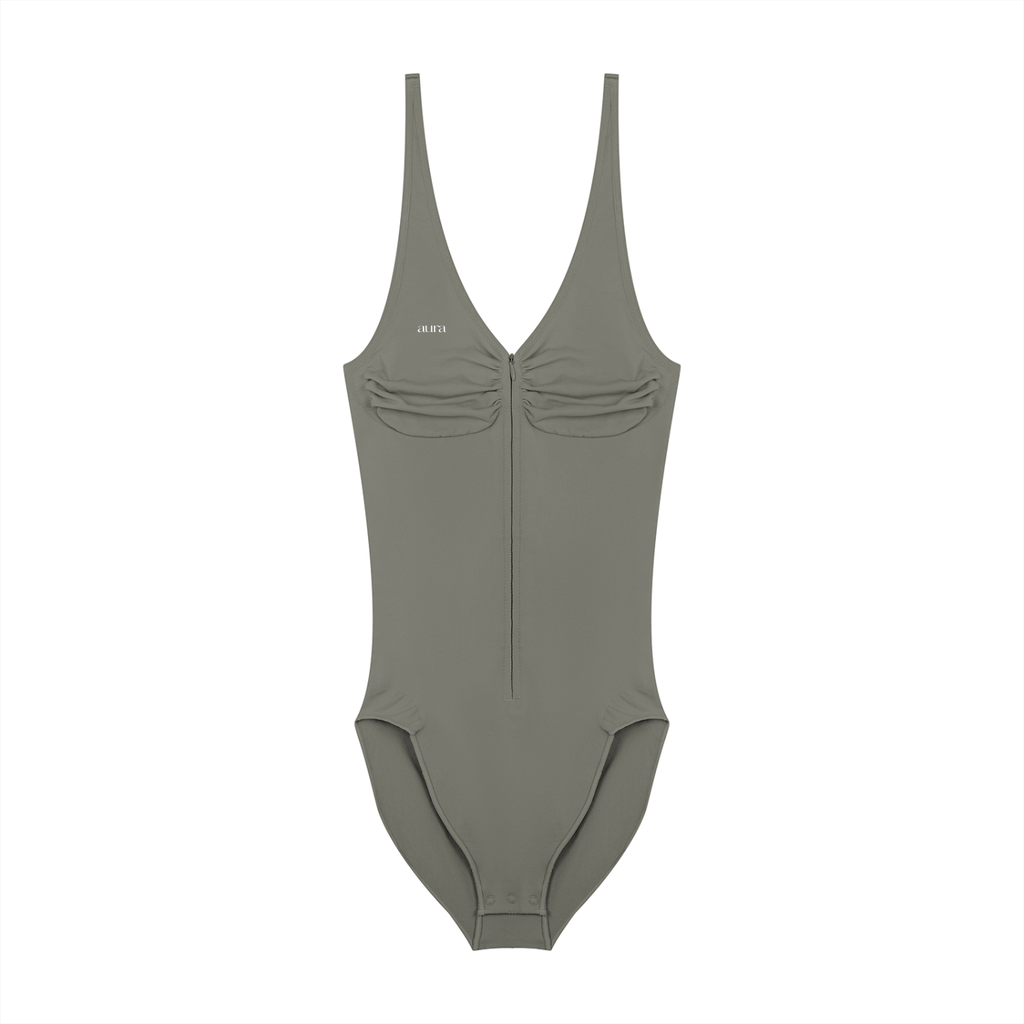 Women’s Full-Zip Ruched Bodysuit