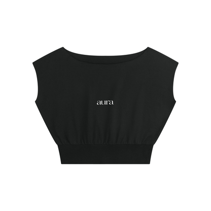 Women’s Boatneck Raw Edge Crop T-Shirt