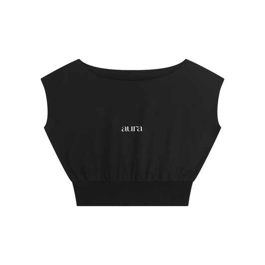 Women’s Boatneck Raw Edge Crop T-Shirt