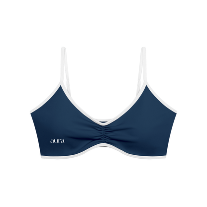 Women's Color Block Ruched V-Neck Sports Bra