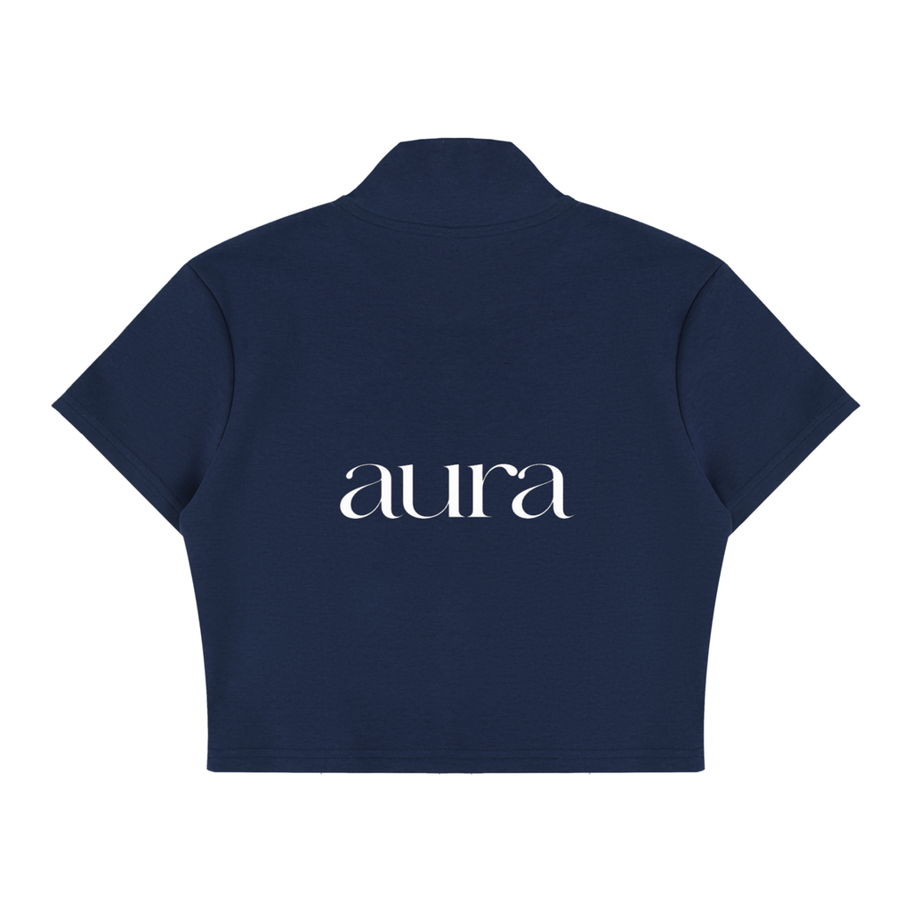 Women's Cropped Full Zip Short Sleeve T-Shirt