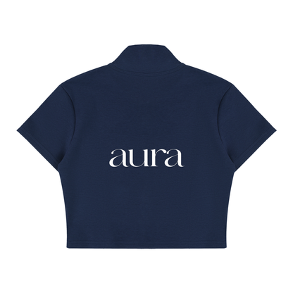 Women's Cropped Full Zip Short Sleeve T-Shirt
