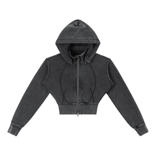 Vintage Washed Cropped Fleece Hoodie