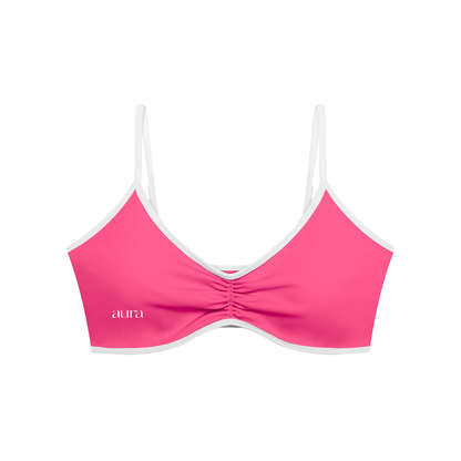 Women's Color Block Ruched V-Neck Sports Bra
